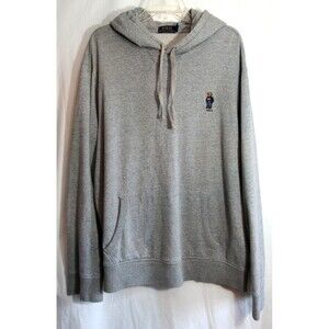 Polo Ralph Lauren Embroidered Bear Gray Long Sleeve Hoodie Size XXL EUC